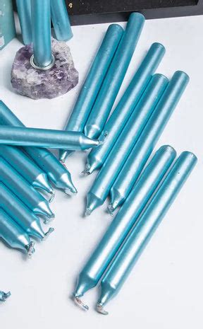 Soft blue chime candles that shine in the light