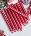 Red chime candles laid out in a row