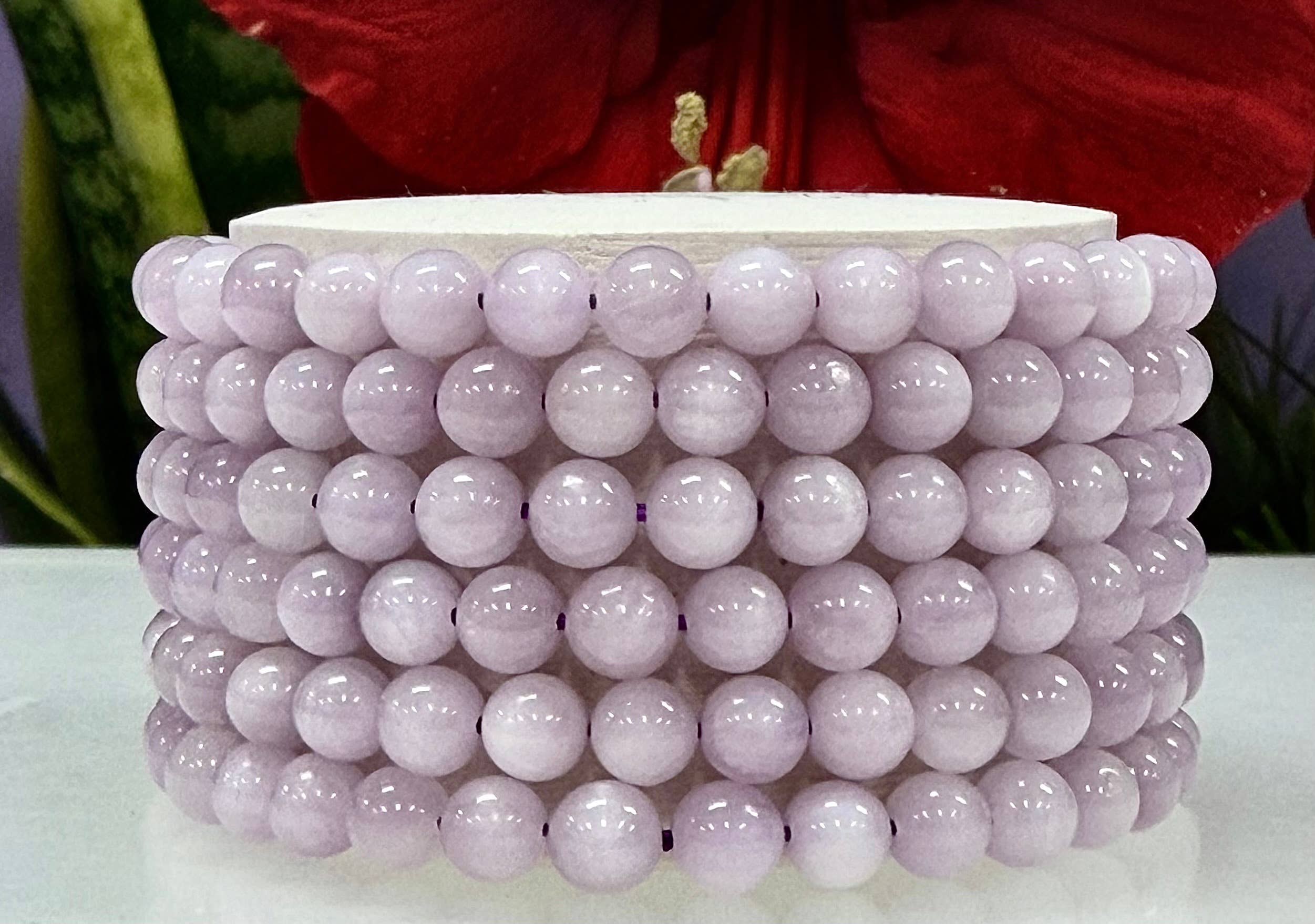 Natural Kunzite 6mm 7.5” Crystal Healing Stretch Bracelet