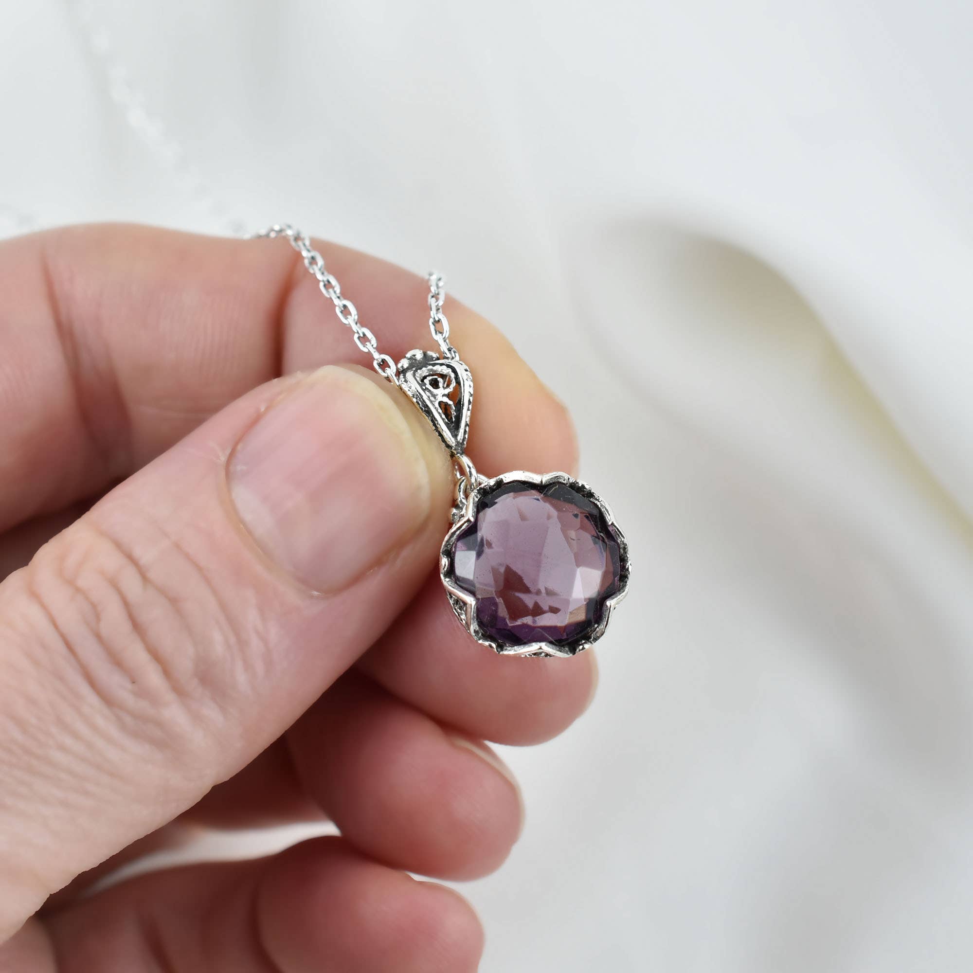 Amethyst & Sterling Silver Necklace