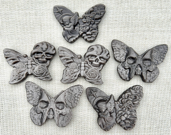 Silver Sheen Obsidian Butterfly Carvings