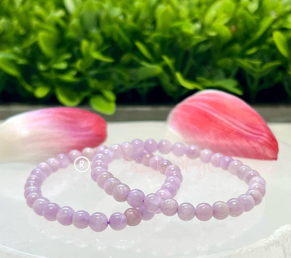Natural Kunzite 6mm 7.5” Crystal Healing Stretch Bracelet