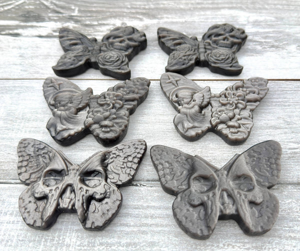 Silver Sheen Obsidian Butterfly Carvings