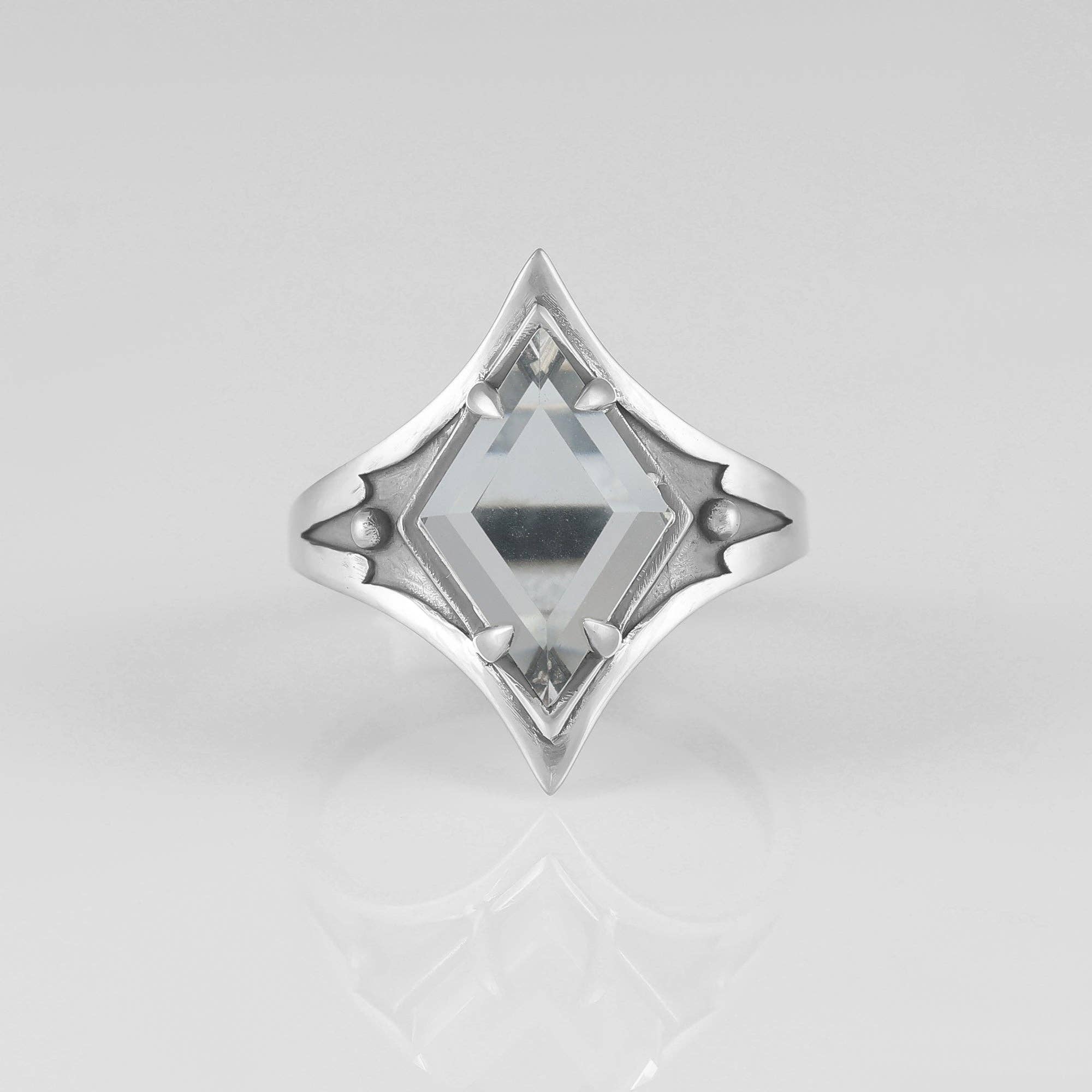 Grounded Ring W/ Faceted Quartz Size 7