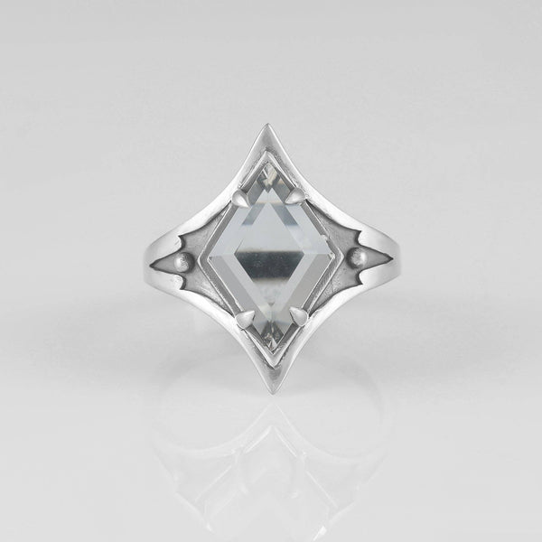 Grounded Ring W/ Faceted Quartz Size 7