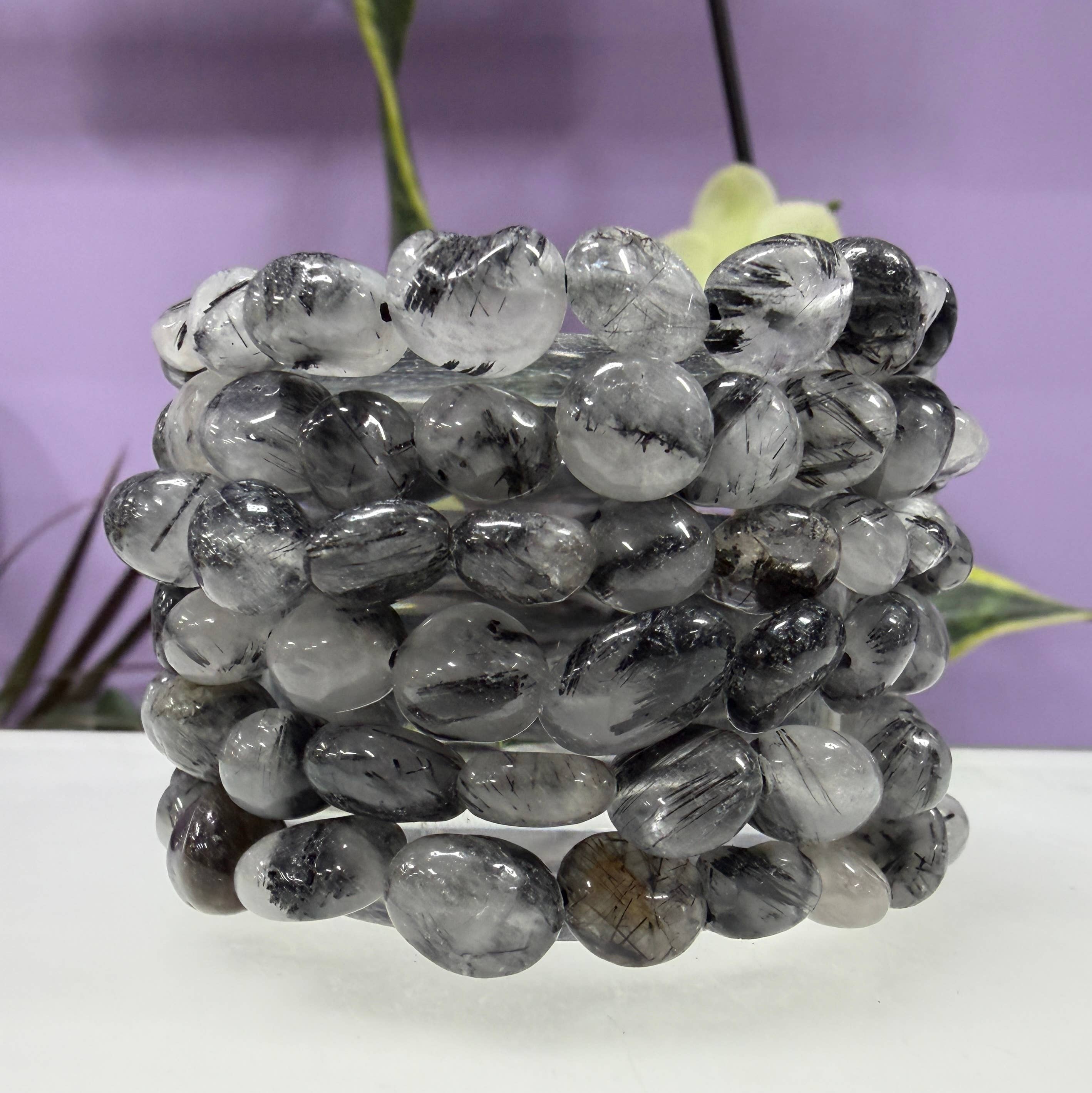 8mm Tourmalinated Quartz Bracelet