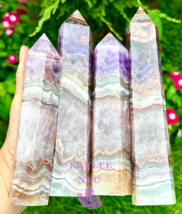 Amethyst Lace Agate Tower