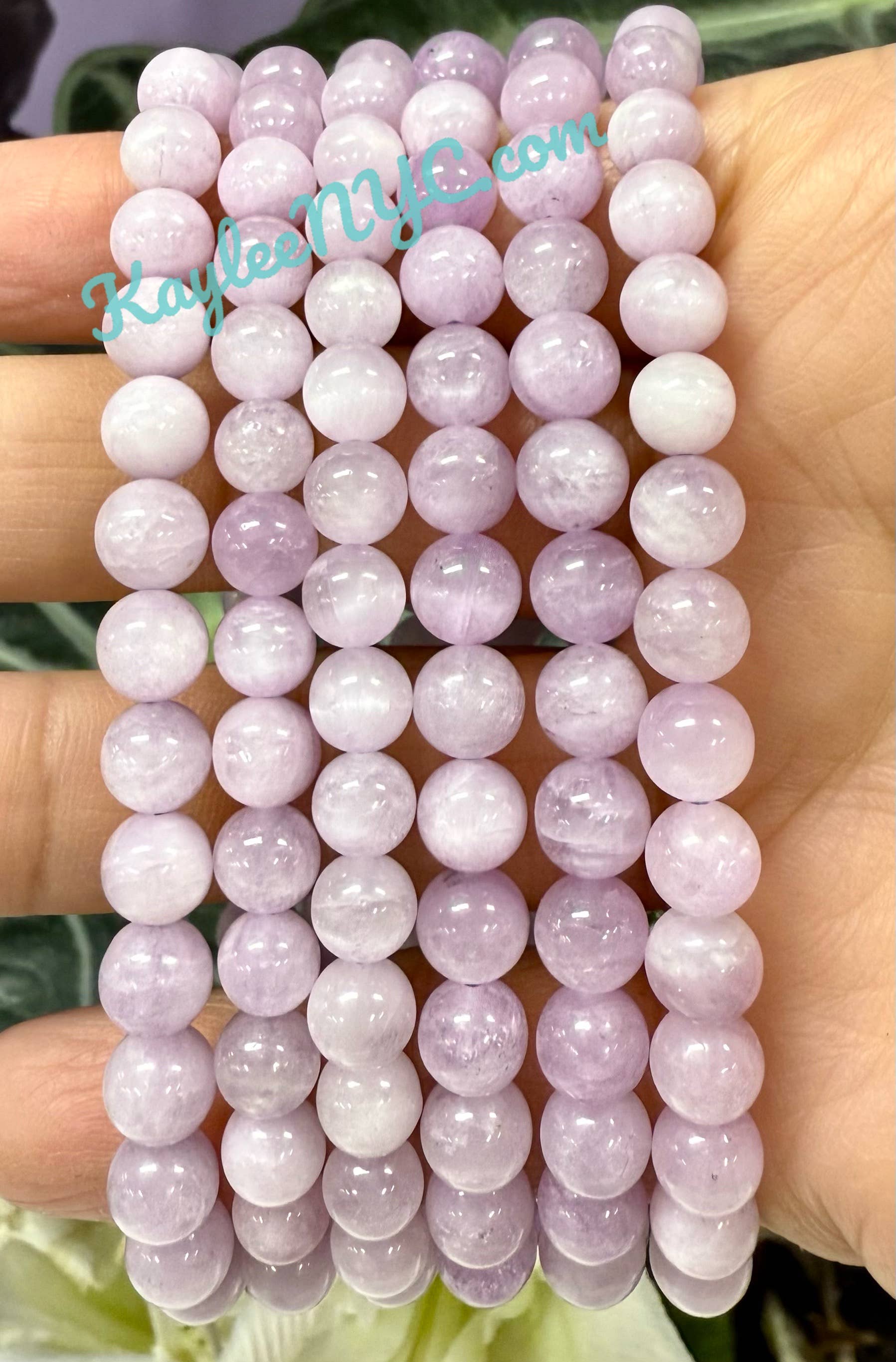 Natural Kunzite 6mm 7.5” Crystal Healing Stretch Bracelet