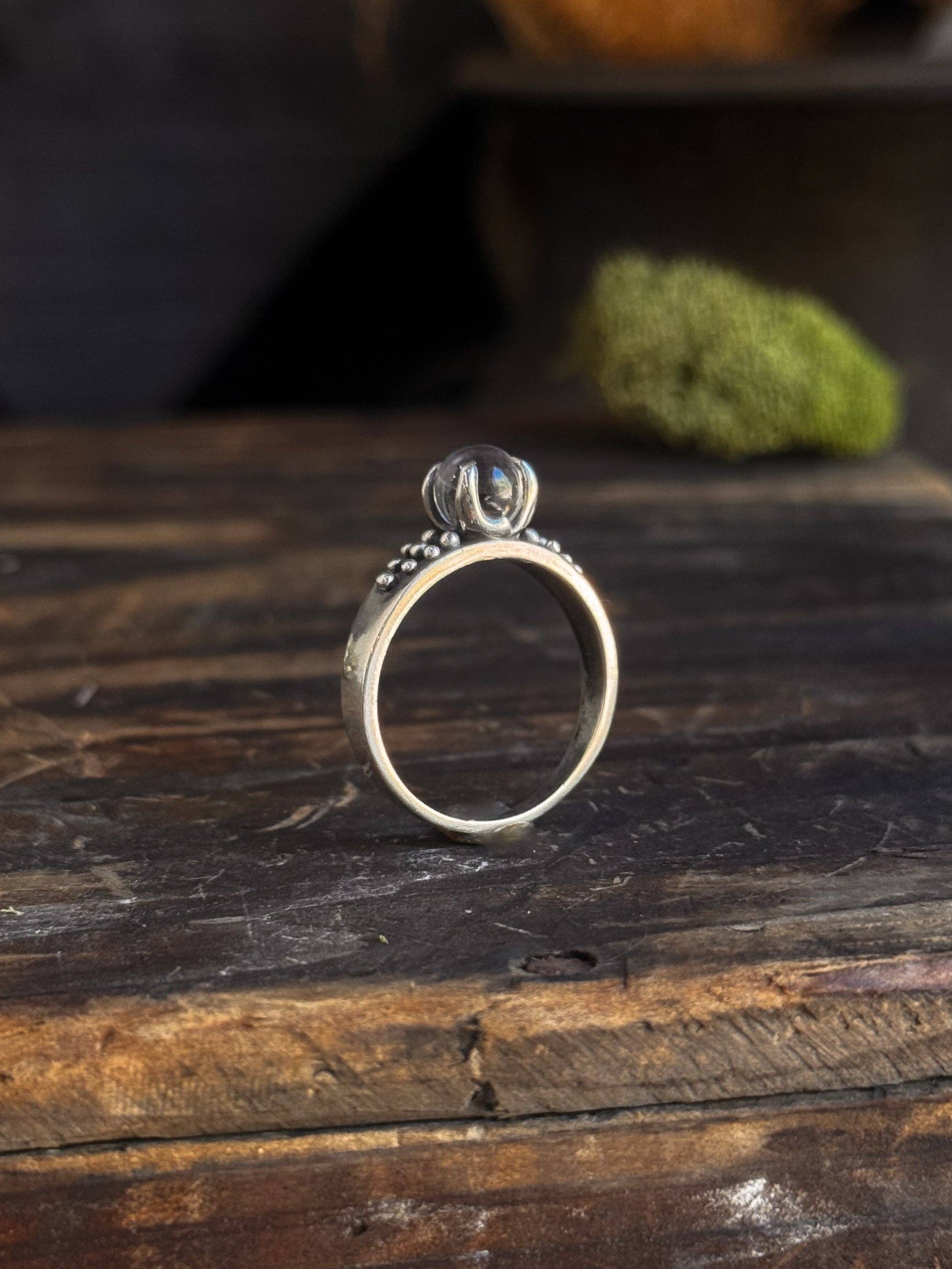 Quartz Crystal Ball Ring Size 9
