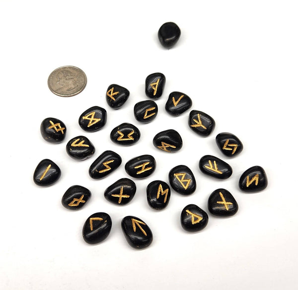 Black Agate Rune Set