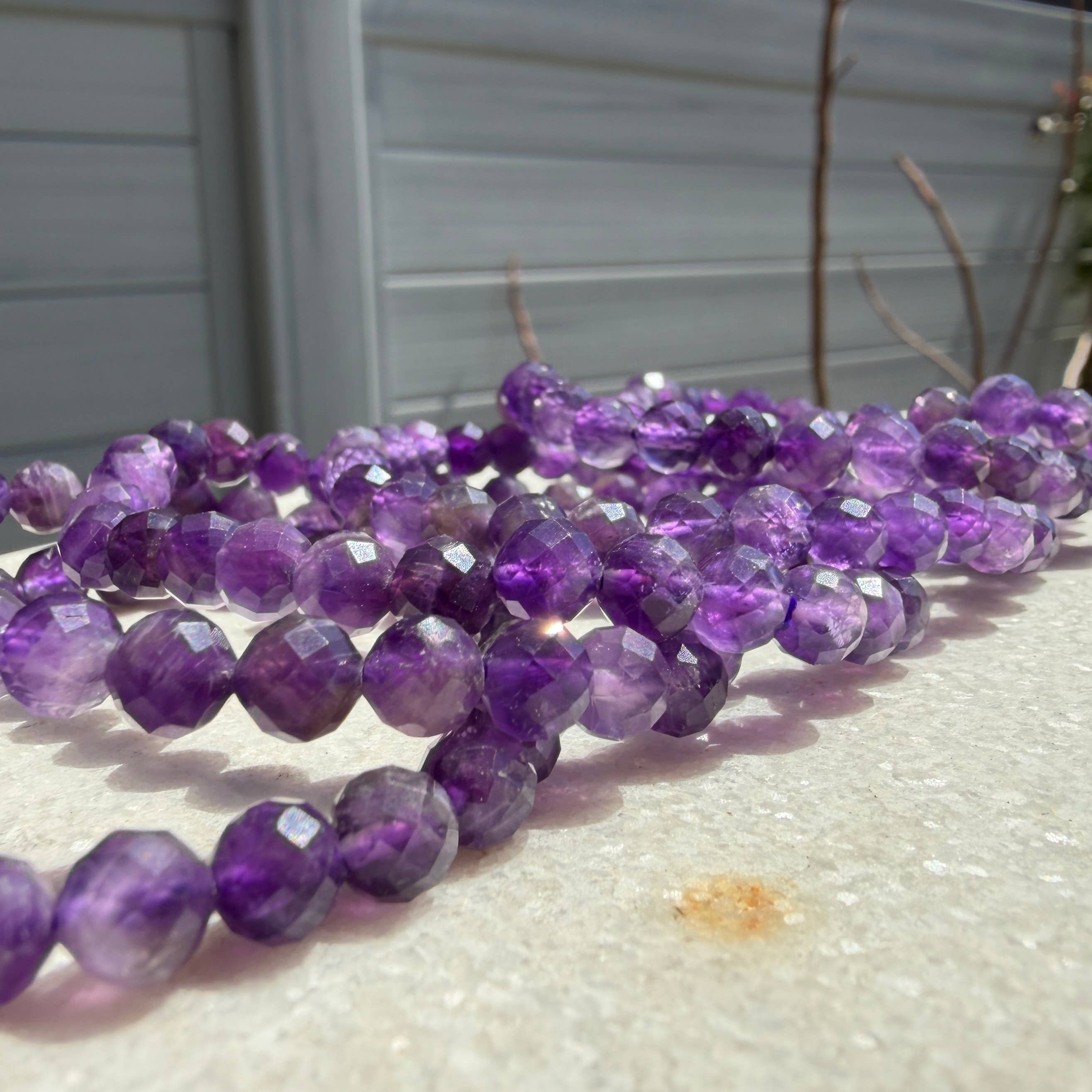 6mm Faceted Amethyst Bracelet