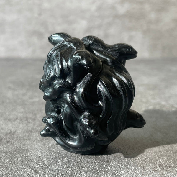 Black obsidian Medusa head, back of her head