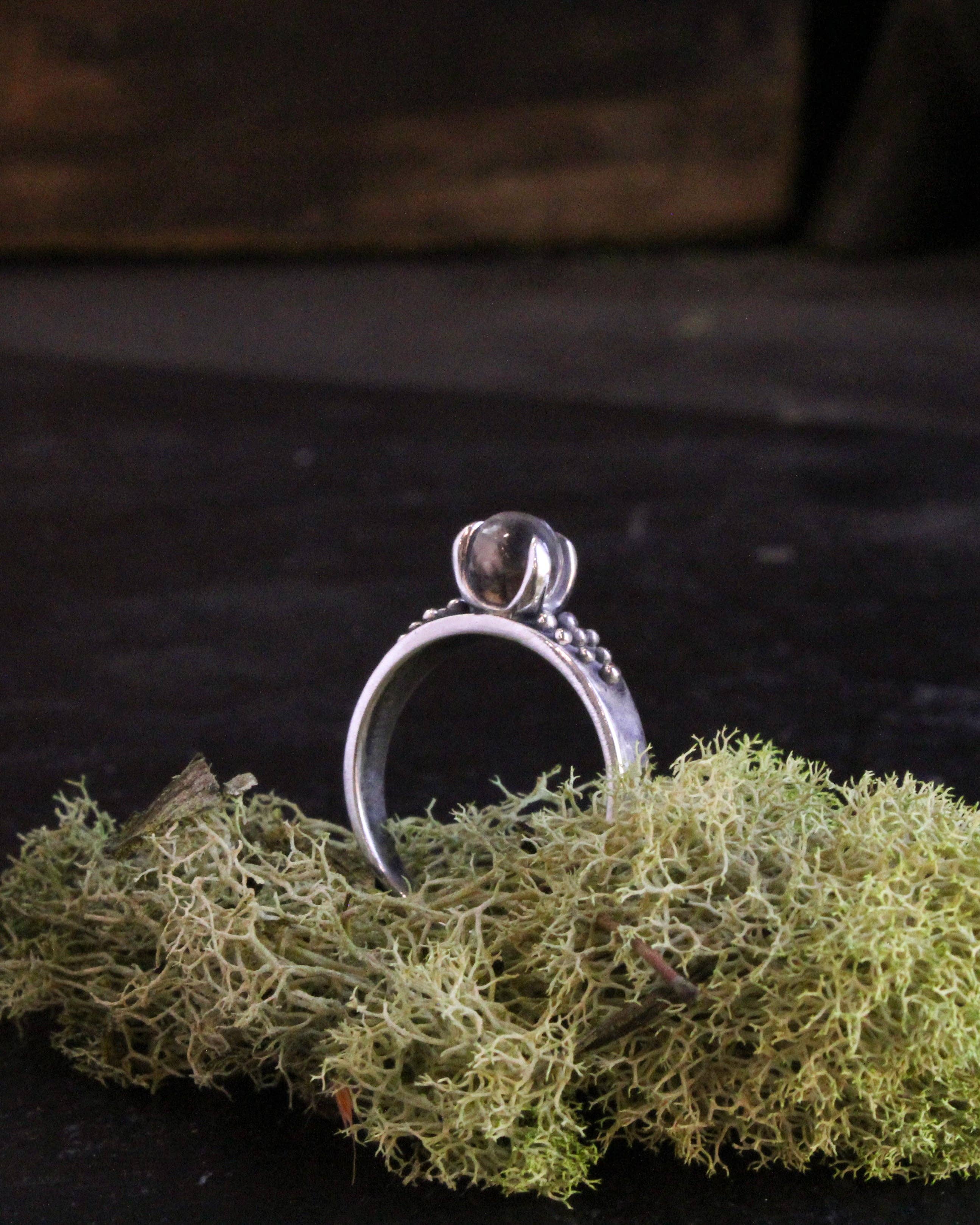 Quartz Crystal Ball Ring Size 9