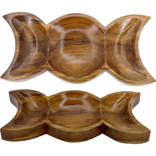 Teak Wood Bowl - Triple Moon