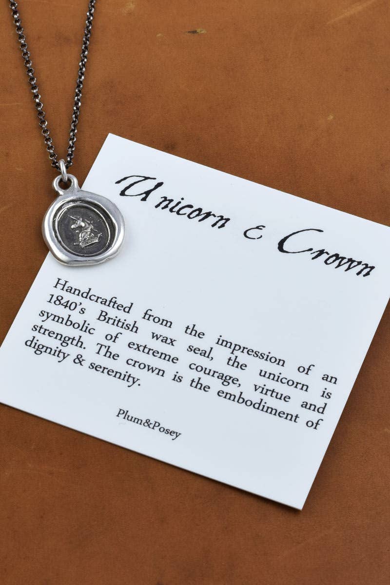 Unicorn and Crown Wax Seal Necklace