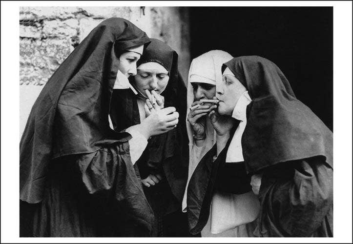 Postcard. Nuns Smoking.   Postcard.