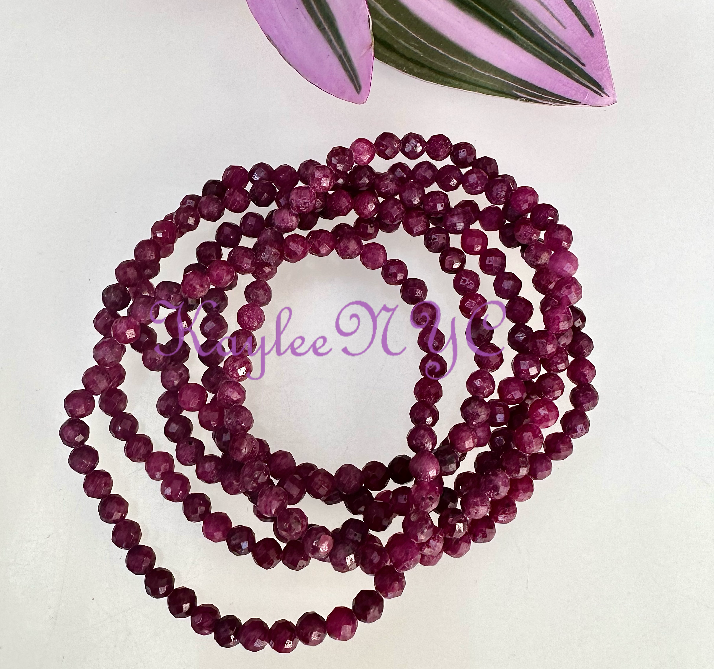 Ruby Faceted 4mm Bracelet
