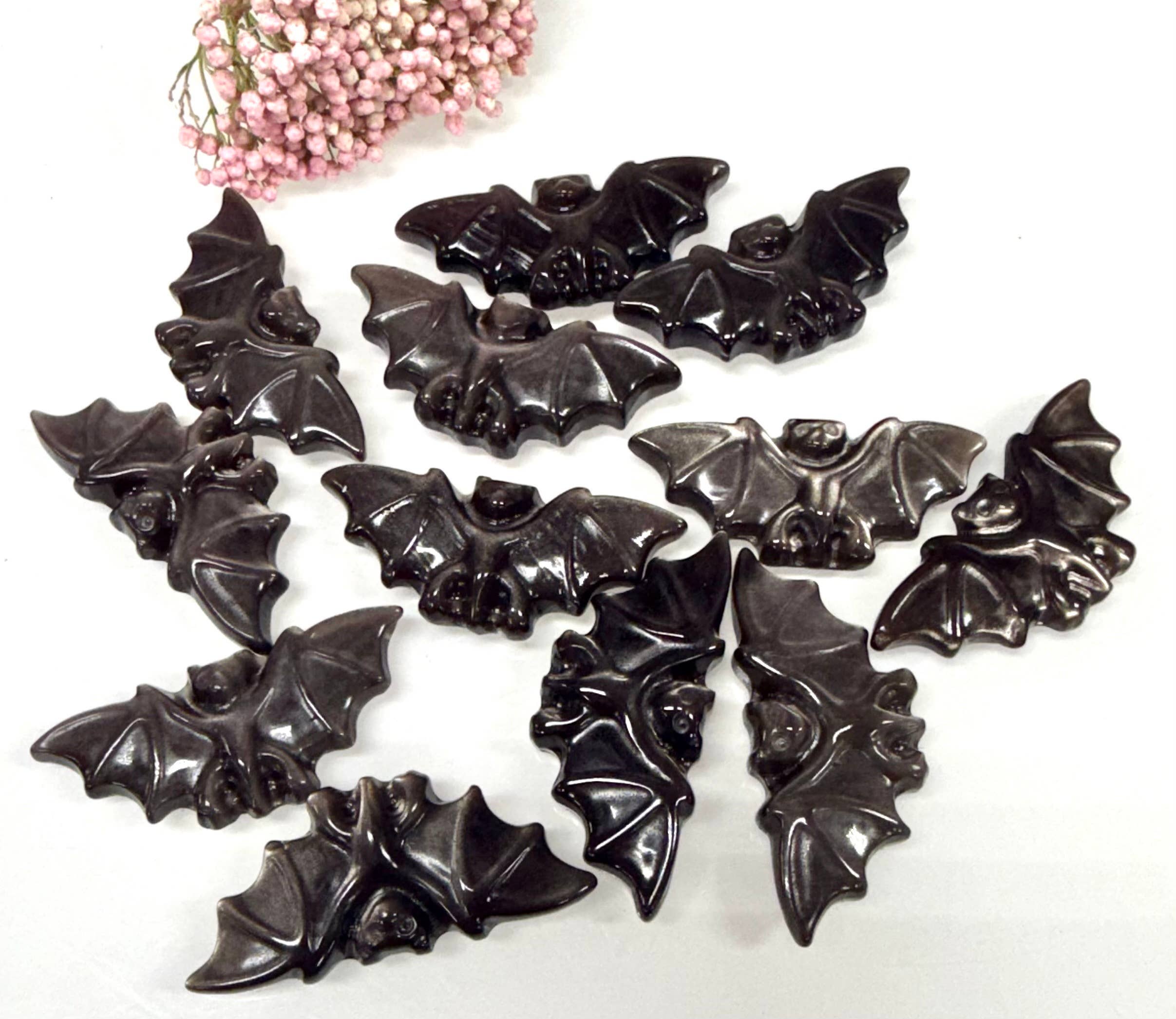 Silver Sheen Obsidian Bat