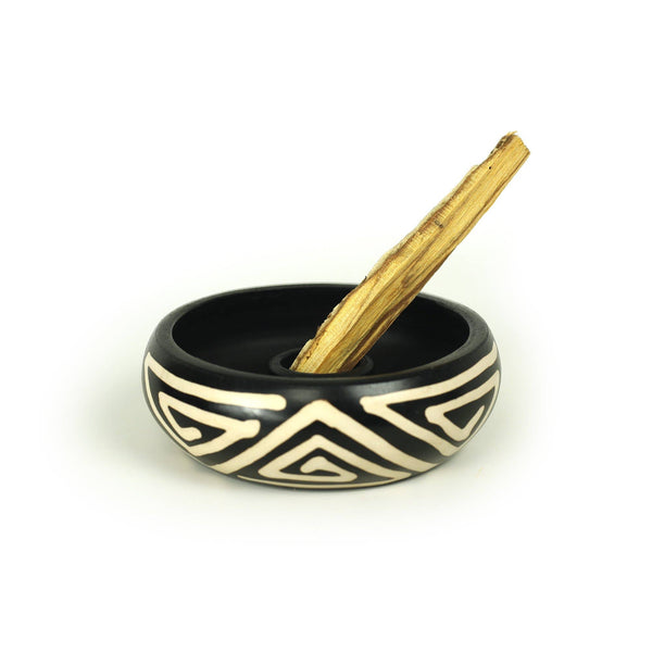 Incense Burner - Peruvian Ceramic Holder for Palo Santo Wood 5"