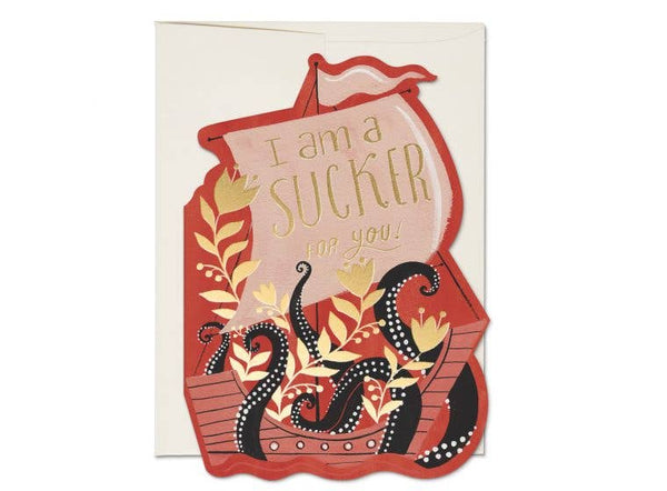 Octopus Ship Valentine card